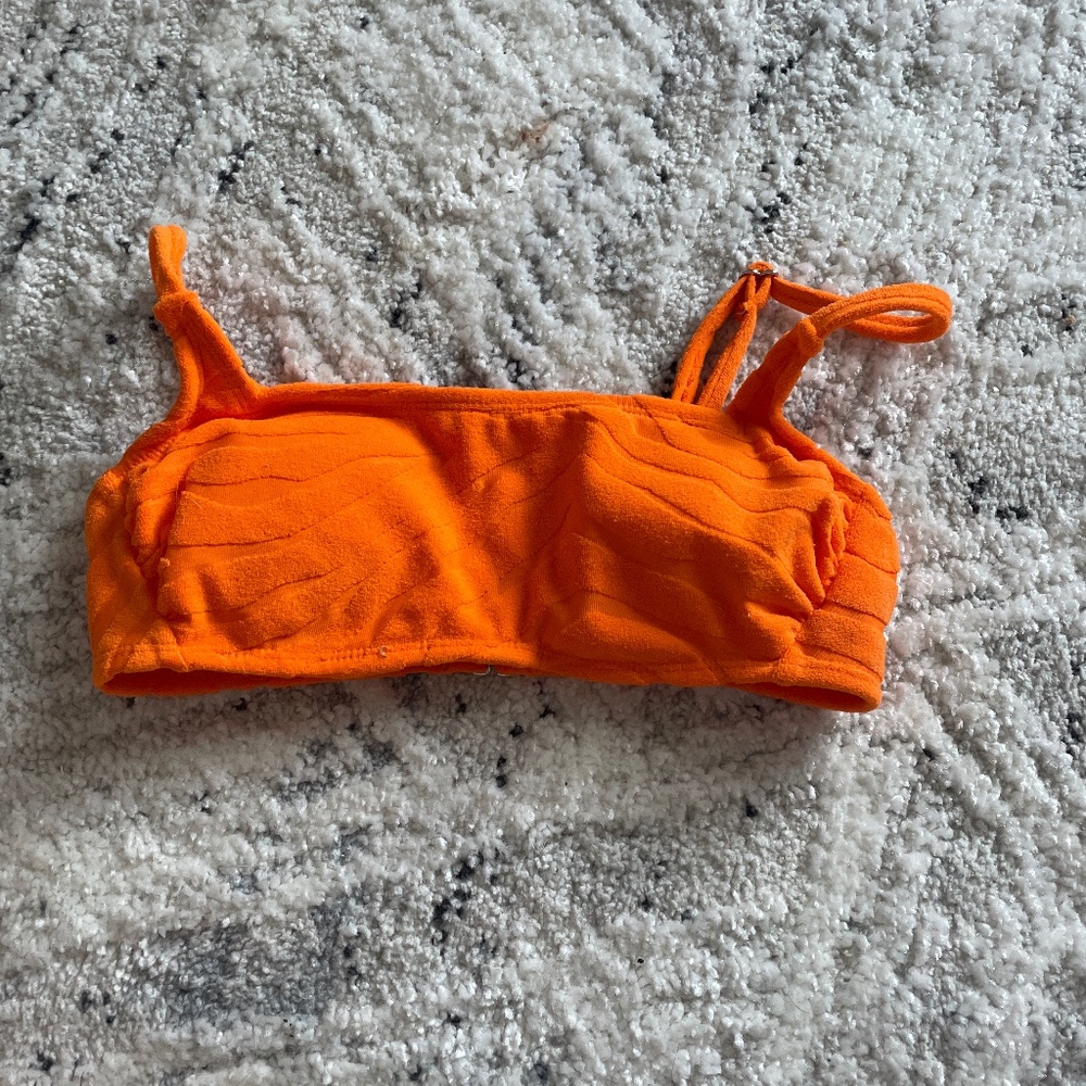 Orange zebra print bikini top